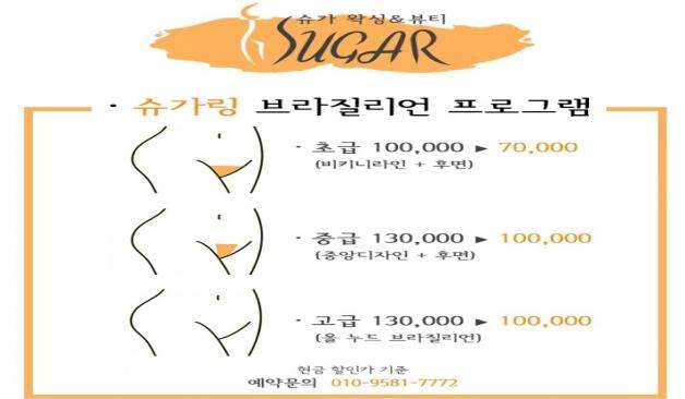 슈가링 브라질리언 왁싱 프로그램 / 가격